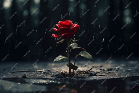 photo beautiful rose  rain