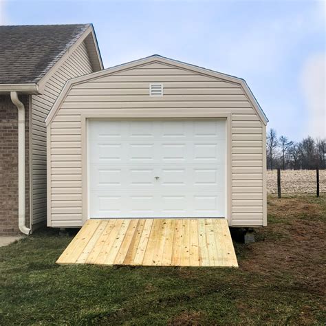 exterior of minibarn single-car garage size for sale - Esh's Utility