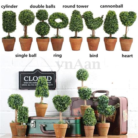 Plastic Garden Grass Ball Topiary Tree Pot Dried Green Plant For