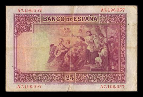 España 25 Pesetas San Francisco Xavier 1926 Pick 71 Con Sello República