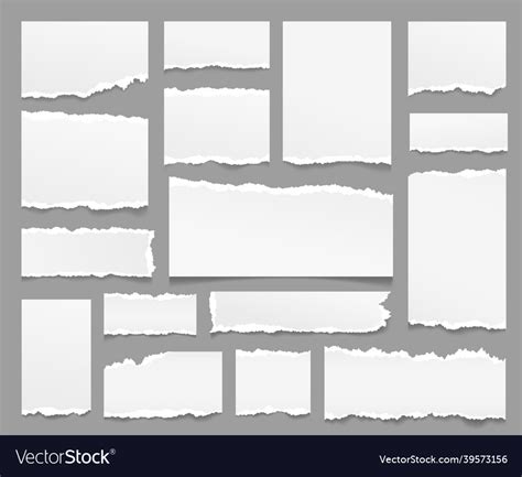 Torn Paper Sheets Ripped Papers Strips Isolated Vector Image