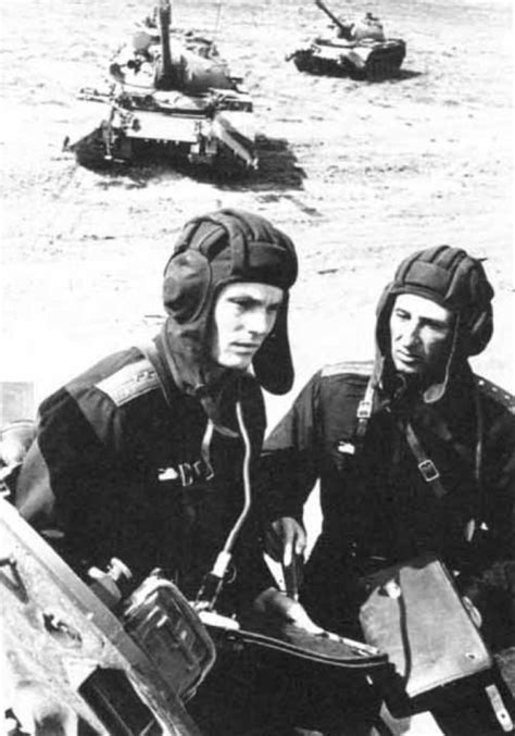 Soviet Tanker Captains Confer Atop A T 55k Command Tank During 1975