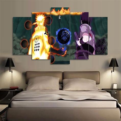 Naruto The Final Showdown” Anime 5 Panel Canvas Art Wall Decor