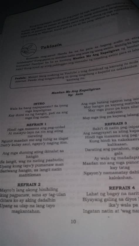 1 Ano Ang Mensahe Na Nais Ipahiwatig Ng Awitin 5 Puntos Brainly Ph