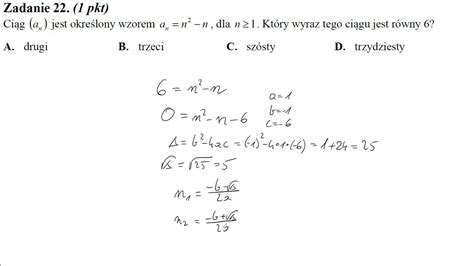 22 Ciąg an jest określony wzorem an n2n dla n1 Który wyraz tego