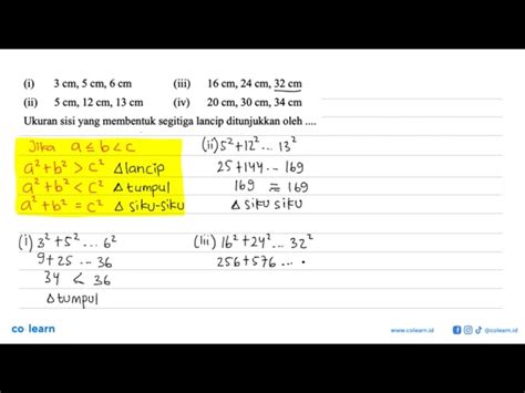 Ukuran Sisi Yang Membentuk Segitiga Lancip Ditunjukkan Oleh | Ruang Ilmu