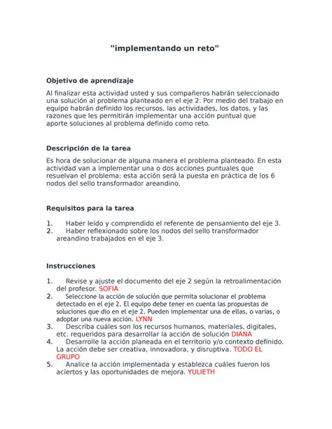 Planeamiento Trabajo Catedra EJE 3 Implementando Un Reto Objetivo