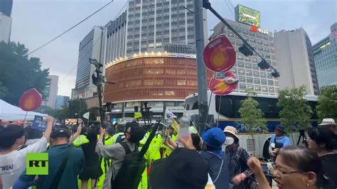 Corée du Sud manifestation contre le rejet d eau radioactive de la