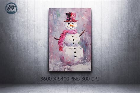 Pink Christmas Snowman Wall Art Graphic By Whale Art Creative Fabrica