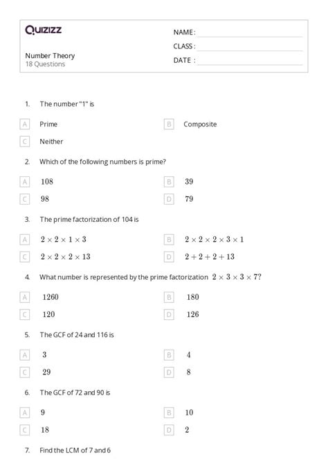 50 Number Theory Worksheets On Quizizz Free And Printable