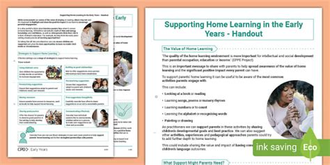 Supporting Home Learning Early Years Handout Eyfs Twinkl