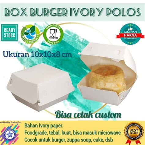 Jual 50pcs Box Burger Dus Burger Kemasan Burger Tempat Burger Kotak