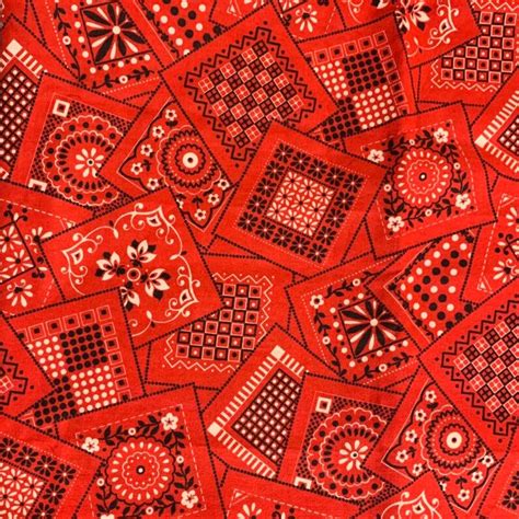 Red Bandana Flannel Fabric Country Western Cowboy Wamsutta | Etsy