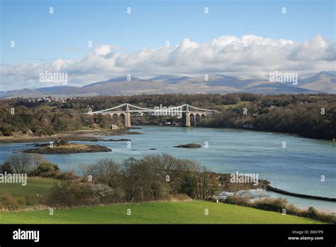 Menai Suspension Bridge, Anglesey Stock Photo - Alamy