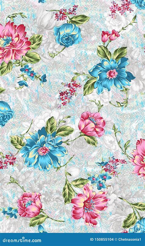 Seamless Beautiful Flower Pattern Design Stock Illustration