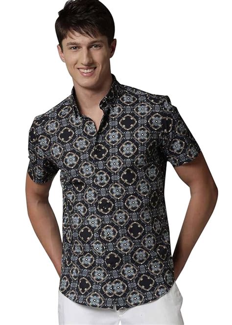 Buy Rare Rabbit Mens Cotton Tailored Fit Tranquil Bold Print Shirt At