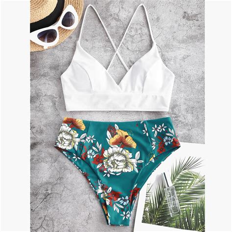 Idall Bikini Sets Bathing Suit Women Two Piece Flower Print Split Sets