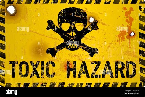 Toxic Materials Hazard Warning Sign With Skull And Bonesgrungy And