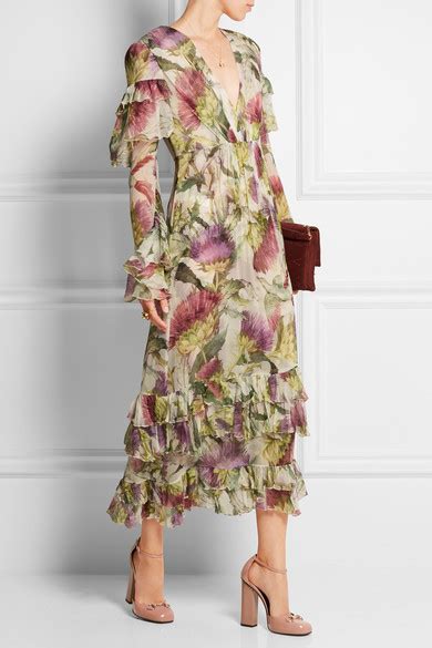 Gucci Printed Silk Chiffon Dress Net A Porter Com