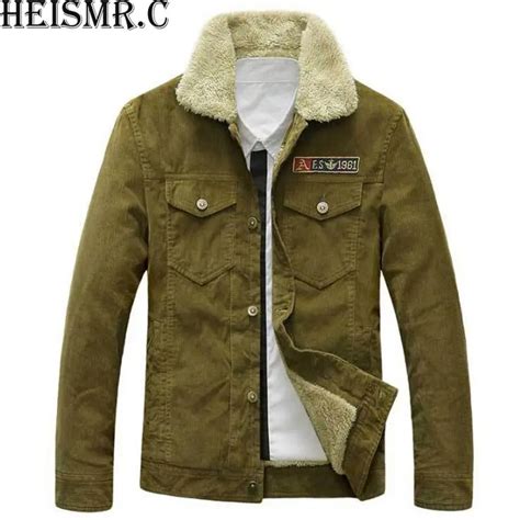 HEISMR C 2017 New Men S Winter Jacket Mens Plus Thick Fleece Corduroy