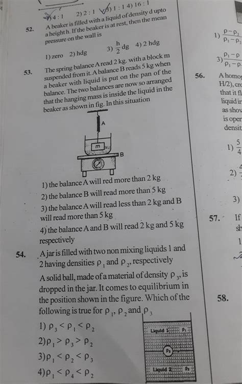 A Jar Is Filled With Two Non Mixing Liquids And Having Densities