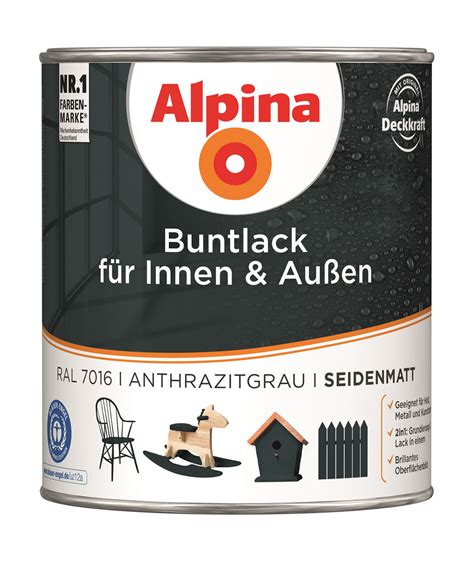 Alpina Buntlack F R Innen Au En Anthrazitgrau Seidenmatt Ml Bei