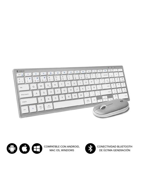 SUBBLIM Teclado completo con Ratón Bluetooth Combo Pure Extended Silver