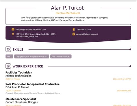 Download Free Electro-Mechanical Resume Template on ResumeThatWorks.com