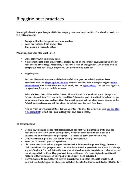Blogging Best Practices | PDF | Real Time Web | Diary