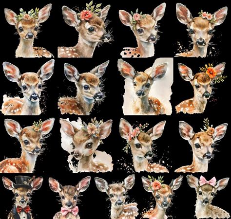 17 süßes Baby Deer Clipart Bundle transparentes PNG süßes Babytier