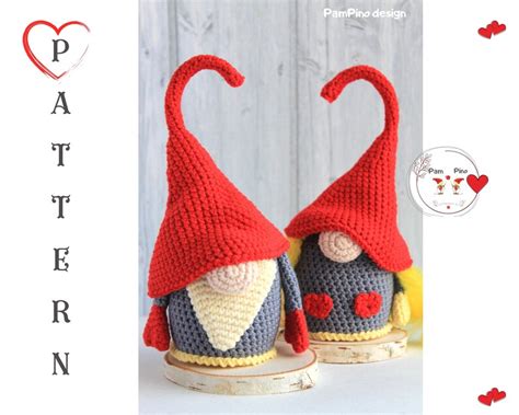 Be My Valentine Gnome Crochet Pattern Amigurumi Valentine Etsy