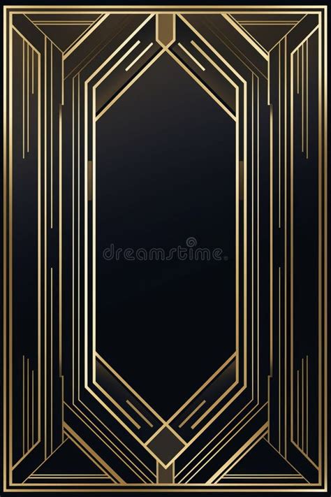 A Black and Gold Art Deco Style Frame Stock Illustration - Illustration ...