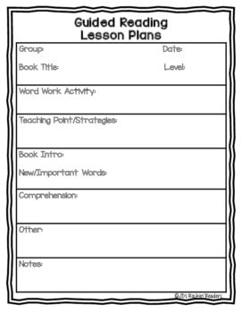 Guided Reading Lesson Plan Template For Any Level FREEBIE TPT