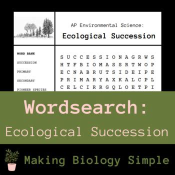 Ecological Succession Wordsearch By Making Biology Simple TPT