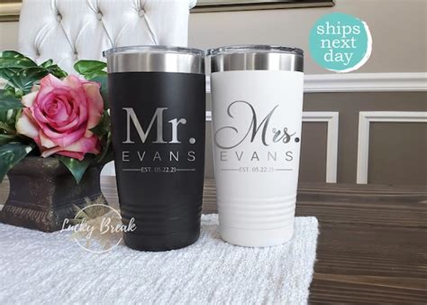 Mr And Mrs Tumbler T Set Personalized Bride Groom Name Etsy