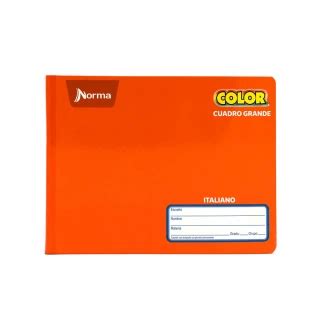 Cuaderno Cosido Italiano Cuadro Grande Norma Color Anaranjado Hojas