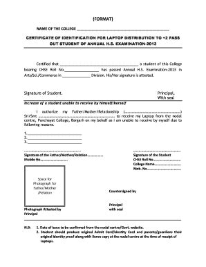 Student Identification Certificate Fill Online Printable Fillable