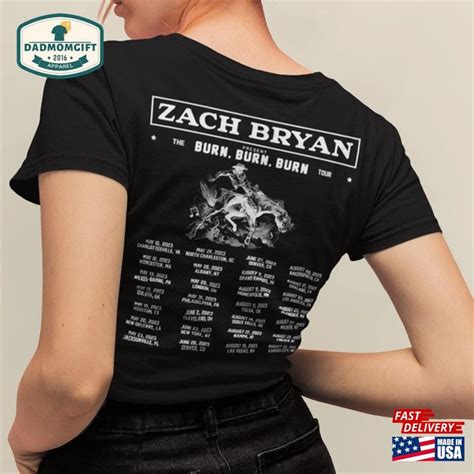 Zach Bryan Burn Tour T Shirt Women Fit 2023 Front And Back Print