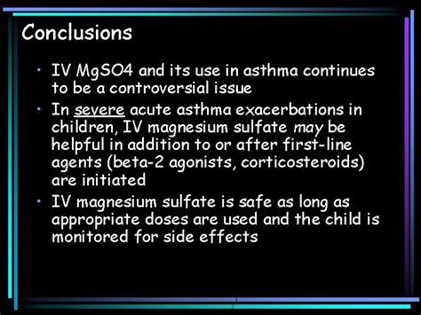 Magnesium Sulfate And Asthma In The Pediatric Population