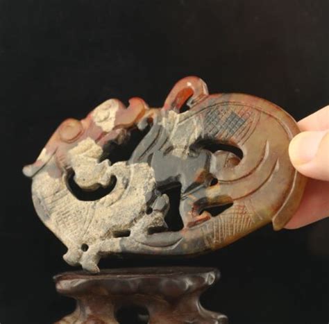 China Old Natural Jade Hand Carved Statue Dragon Loong Pendant EBay