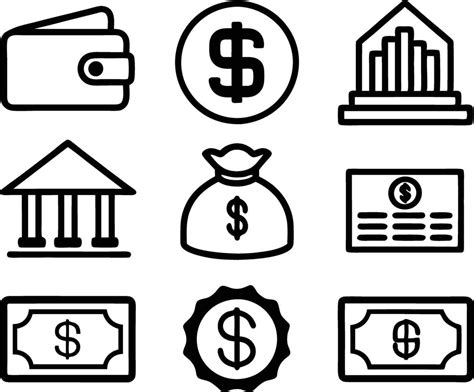 Set Of Finance Icon Illustration Credit Management Marketing Outline