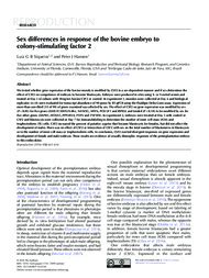 Sex Differences In Response Of The Bovine Embryo To Colony Stimulating Factor 2 Portal Embrapa
