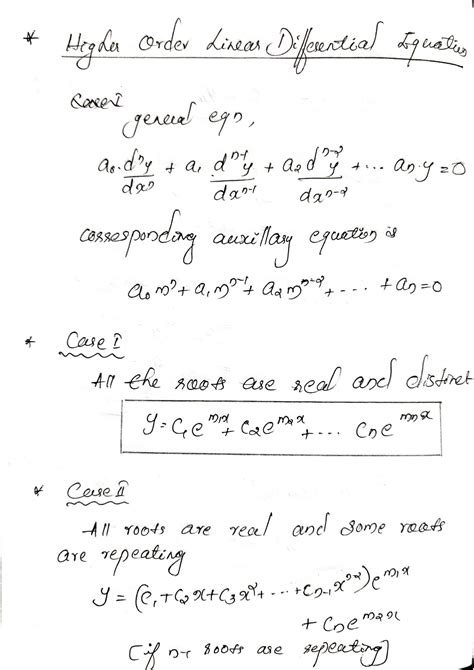 Higher order linear differential equation - B.tech - Studocu