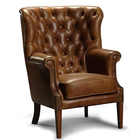 Kensington Armchair In Harris Tweed Brown Cerato Leather Wingback