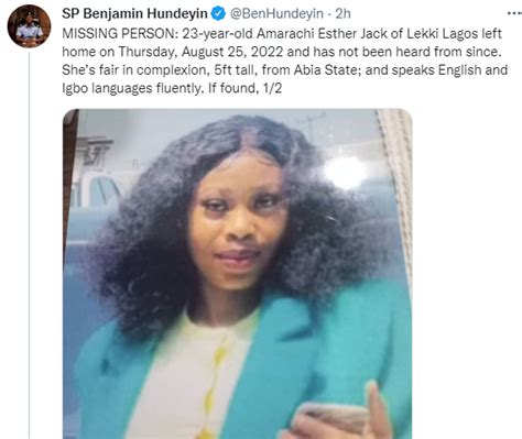 Lady Declared Missing In Lagos