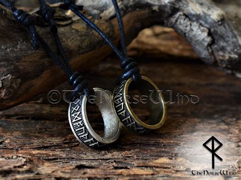 Viking Necklace Runes Ring Viking Pendant Norse Rune - Etsy