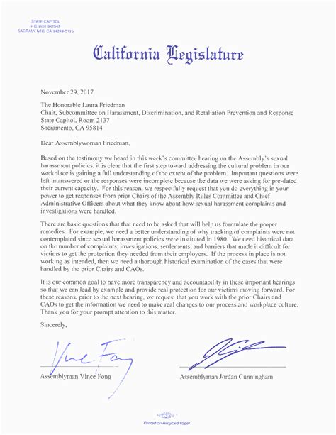 Letter To Assemblywoman Laura Friedman Documents Los Angeles Times