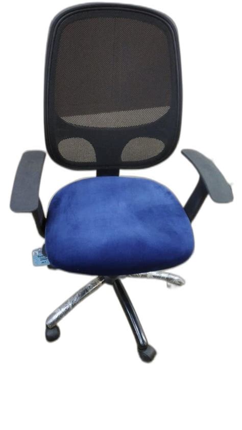 Polyester 21inch High Back Office Revolving Chair Black And Blue At Rs