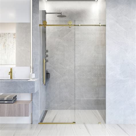 Vigo Elan Hart 68 To 72 In W X 76 In H Frameless Sliding Shower Door In Matte Brushed Go