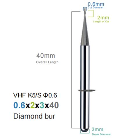 0 6mm Dental Milling Bur For VHF K5 Real Diamond Buy Dental Milling